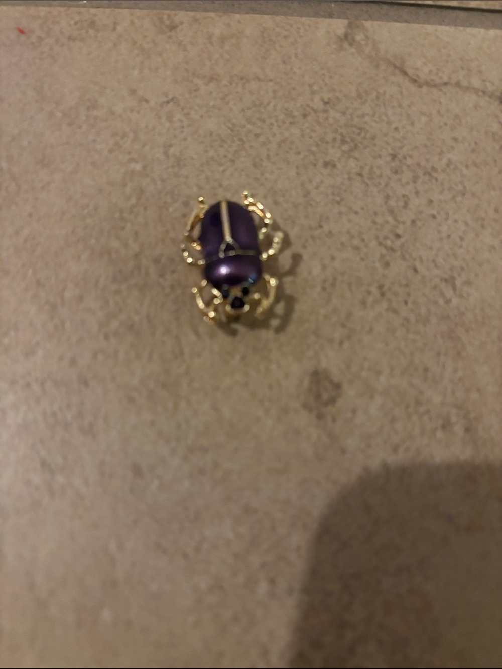 Gold and Purple Scarab Beetle Pin - Women Jewelry - Picture 4 of 4